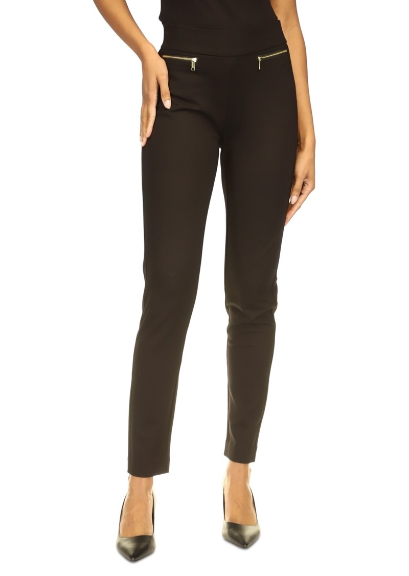 Michael Michael Kors Petite Zip-Pocket Pull-On Trousers - Black