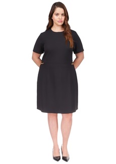 Michael Michael Kors Plus Size Chain-Trim Short-Sleeve Dress - Black