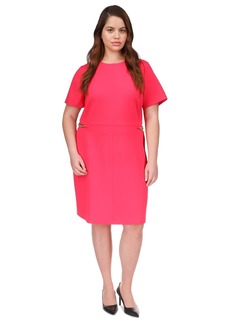 Michael Michael Kors Plus Size Chain-Trim Short-Sleeve Dress - Deep Pink