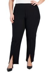 Michael Michael Kors Plus Size High Rise Split-Hem Leggings - Black