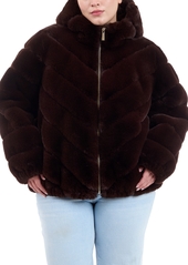 Michael Michael Kors Plus Size Hooded Faux-Fur Coat - Black