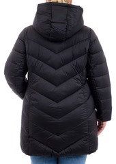 Michael Michael Kors Plus Size Hooded Packable Down Puffer Coat, Created for Macy's - Black