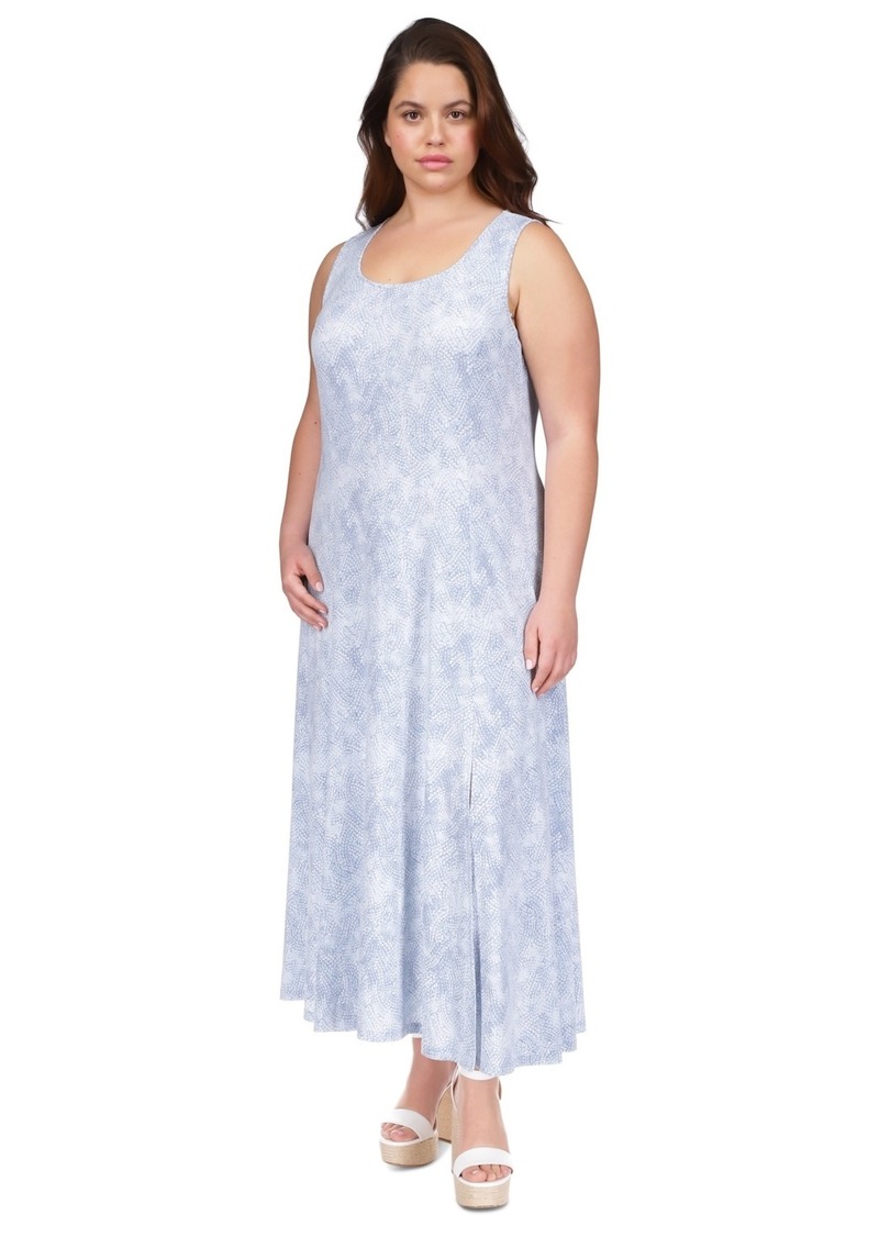Michael Michael Kors Plus Size Printed Sleeveless Maxi Dress - Chambray