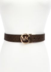 Michael Michael Kors Reversible Logo with Logo Buckle Belt - Chocolate/Black/Gold