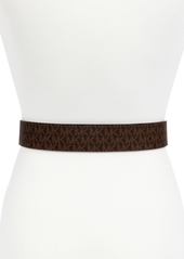 Michael Michael Kors Reversible Logo with Logo Buckle Belt - Chocolate/Black/Gold