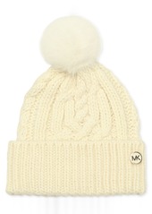 Michael Michael Kors Soft Knit Tangled Aran Cuff Pom Beanie - Black