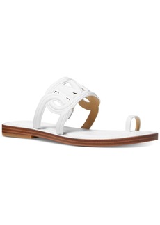 Michael Michael Kors Women's Alma Logo-Strap Flat Sandals - Optic White