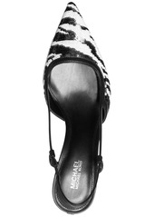 Michael Michael Kors Women's Alora Pointed Toe Mid Heel Slingback Pumps - Optic White/ Black