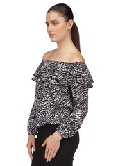 Michael Michael Kors Women's Animal-Print Off-The-Shoulder Top - White/ Black