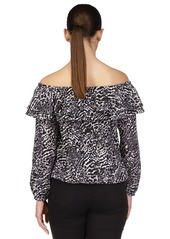 Michael Michael Kors Women's Animal-Print Off-The-Shoulder Top - White/ Black