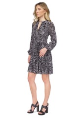 Michael Michael Kors Women's Animal-Print Pleated Mini Dress - White/ Black