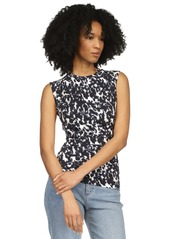 Michael Michael Kors Women's Animal-Print Ruched Sleeveless Top - Admiral