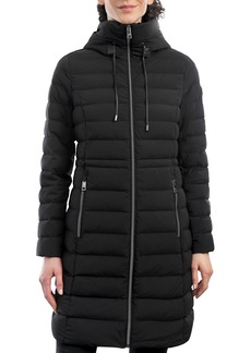 Michael Michael Kors Women's Anorak Hooded Faux-Leather-Trim Down Packable Puffer Coat, Created for Macy's - Black