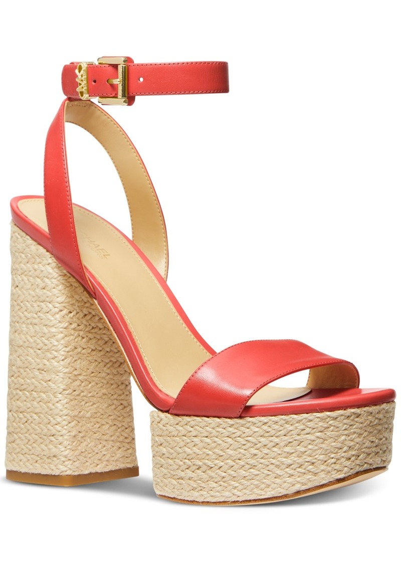 Michael Michael Kors Women's Ashton Ankle-Strap Espadrille Platform Sandals - Spiced Coral