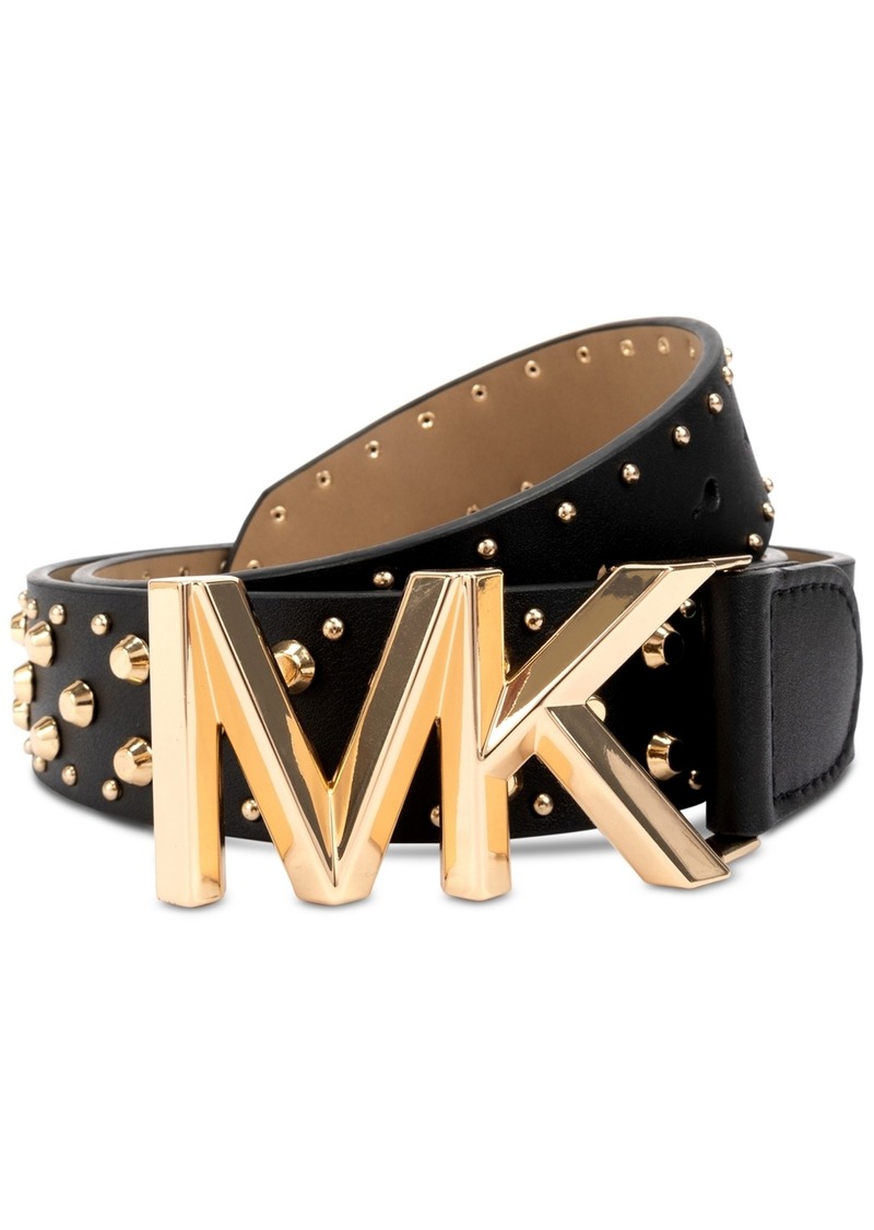Michael Michael Kors Women's Astor Studded Leather Belt - Black / Gold