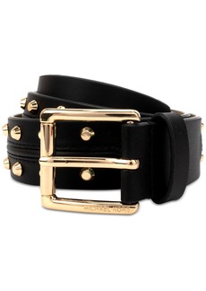 Michael Michael Kors Women's Astor Studded Leather Belt - Black/gold