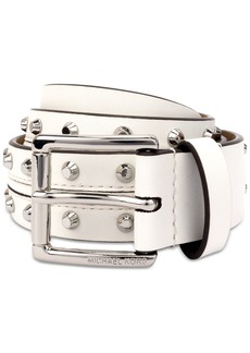 Michael Michael Kors Women's Astor Studded Leather Belt - Optic White