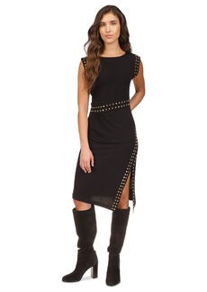 Michael Michael Kors Women's Astor Studded Side-Slit Midi Dress, Regular & Petite - Black