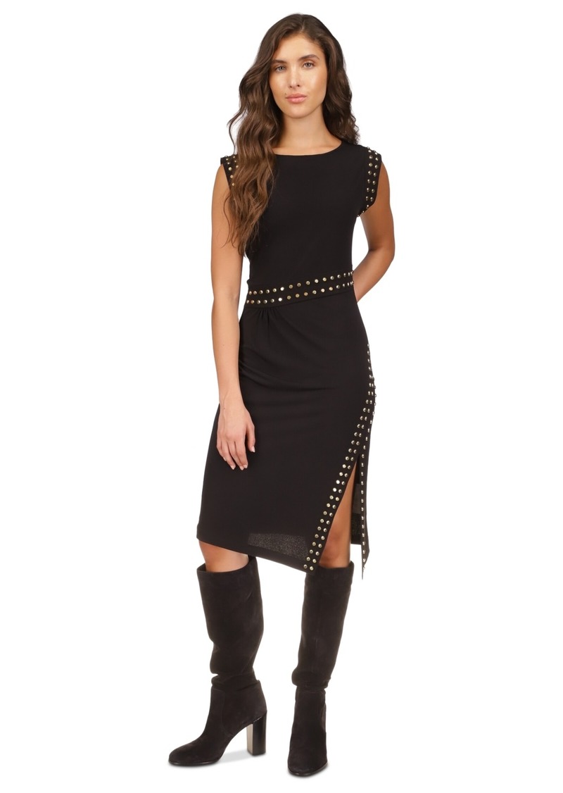 Michael Michael Kors Women's Astor Studded Side-Slit Midi Dress - Black
