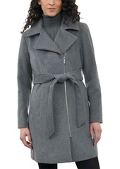 Michael Michael Kors Women's Asymmetric Wool Blend Wrap Coat - Black