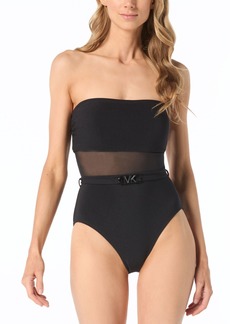 Michael Michael Kors Women's Bandeau Belted One-Piece Swimsuit - Black