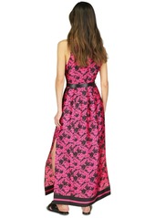 Michael Michael Kors Women's Belted Floral-Print Maxi Dress - Cerise