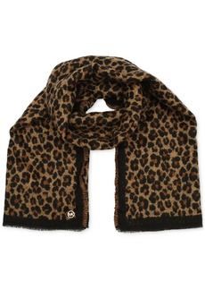 Michael Michael Kors Women's Boucle Leopard-Print Scarf - Dark Camel