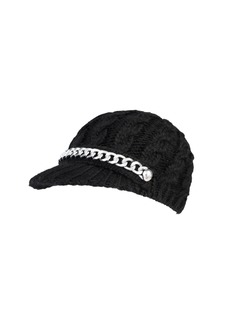 Michael Michael Kors Women's Button Chain Moving Cables Peak Hat - Black