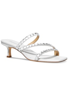 Michael Michael Kors Women's Celia Embellished Kitten-Heel Slide Sandals - Optic White