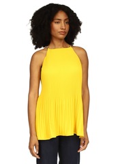 Michael Michael Kors Women's Chain-Strap Halter-Neck Pleated Top - Bright Dandelion