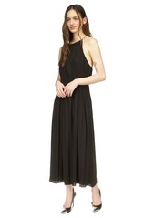 Michael Michael Kors Women's Chain-Strap Satin Pleated Maxi Dress - Black