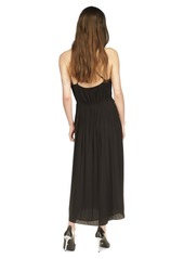 Michael Michael Kors Women's Chain-Strap Satin Pleated Maxi Dress - Black