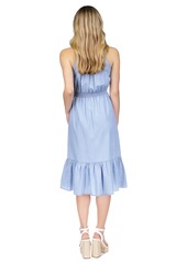 Michael Michael Kors Women's Chain-Trim Halter Midi Dress - Sky Blue Wash