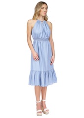 Michael Michael Kors Women's Chain-Trim Halter Midi Dress - Sky Blue Wash