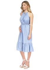 Michael Michael Kors Women's Chain-Trim Halter Midi Dress - Sky Blue Wash