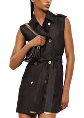 Michael Michael Kors Women's Chambray Trenchcoat Dress - Black Rinse