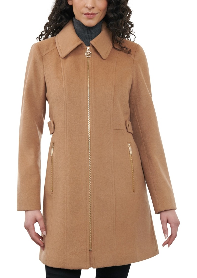 Michael Michael Kors Women's Wool Blend Zip-Front Coat - Dark Camel