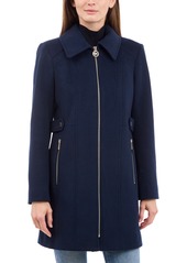 Michael Michael Kors Women's Collared Zip-Front Coat, Created for Macy's - Black