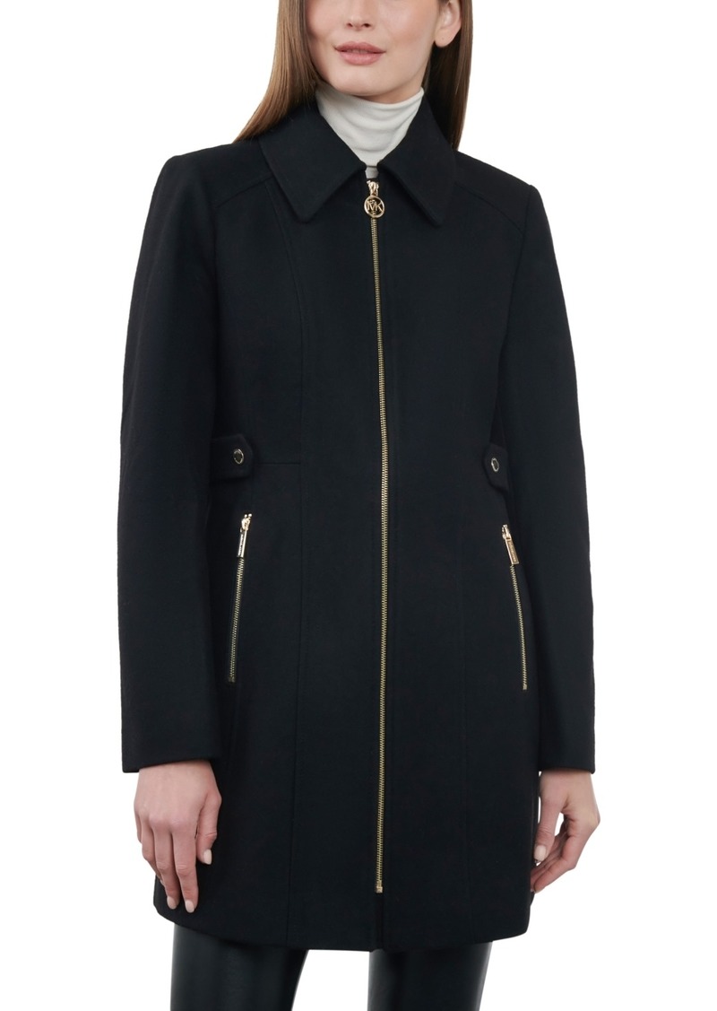 Michael Michael Kors Women's Collared Zip-Front Coat, Created for Macy's - Black