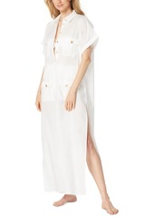 Michael Michael Kors Women's Cotton High-Slit Utility Cover-Up Dress - Black
