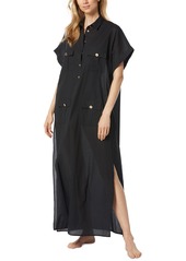 Michael Michael Kors Women's Cotton High-Slit Utility Cover-Up Dress - Black