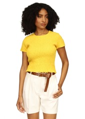 Michael Michael Kors Women's Crewneck Crinkle Smocked Top - Bright Dandelion