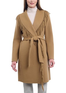 Michael Michael Kors Women's Doubled-Faced Wool Blend Wrap Coat - Dark Camel