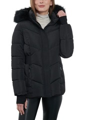 Michael Michael Kors Women's Faux-Fur-Trim Hooded Puffer Coat - Black