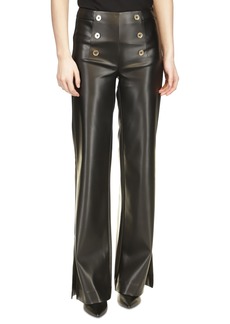 Michael Michael Kors Women's Faux-Leather Sailor Pants - Black