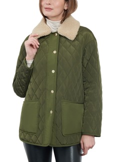 Michael Michael Kors Women's Faux-Sherpa-Collar Quilted Coat - Dark Olive