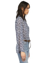 Michael Michael Kors Women's Floral-Print Button-Front Flare-Sleeve Top - Admiral