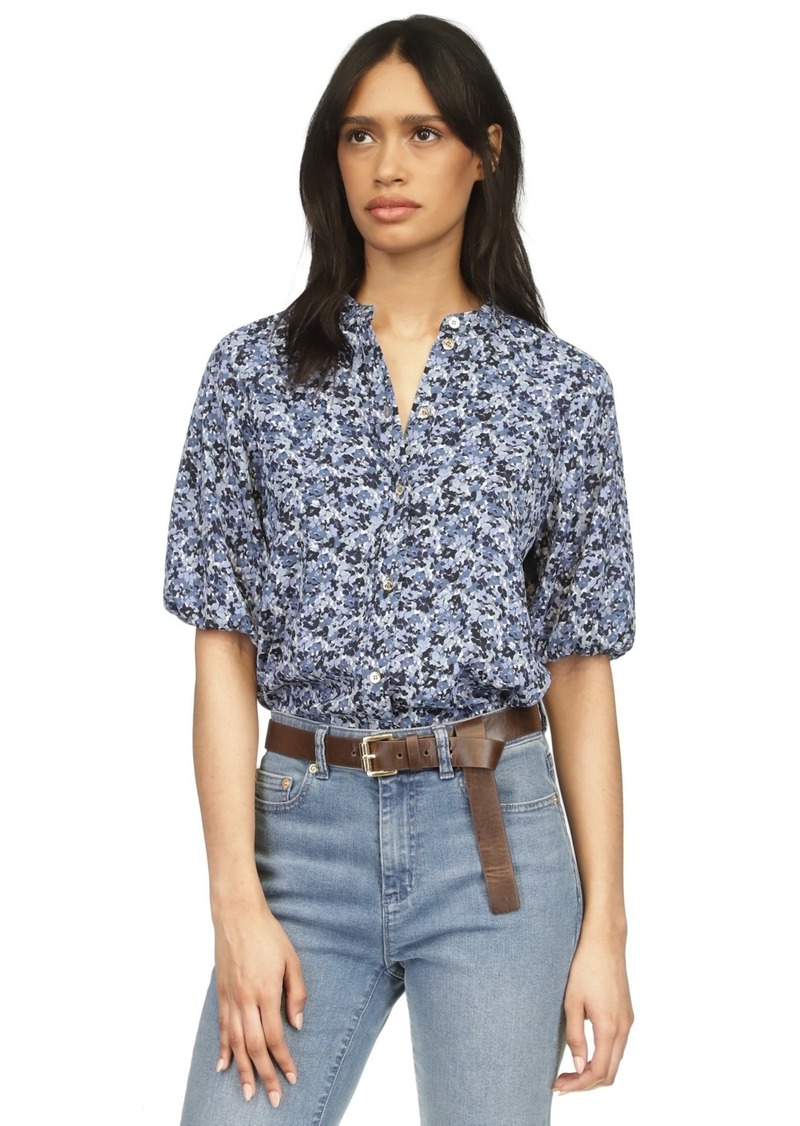 Michael Michael Kors Women's Floral-Print Puff-Sleeve Top - Admiral