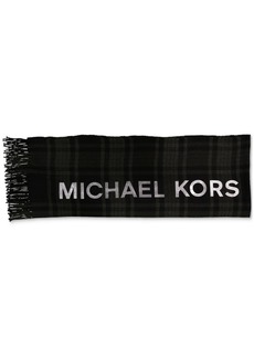 Michael Michael Kors Women's Foil Logo Plaid Wrap Scarf - Black