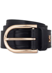 Michael Michael Kors Women's Gold-Tone-Buckle Leather Belt - Luggage